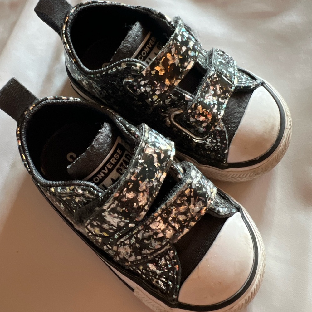 Converse Kids Black Glitter Sneakers